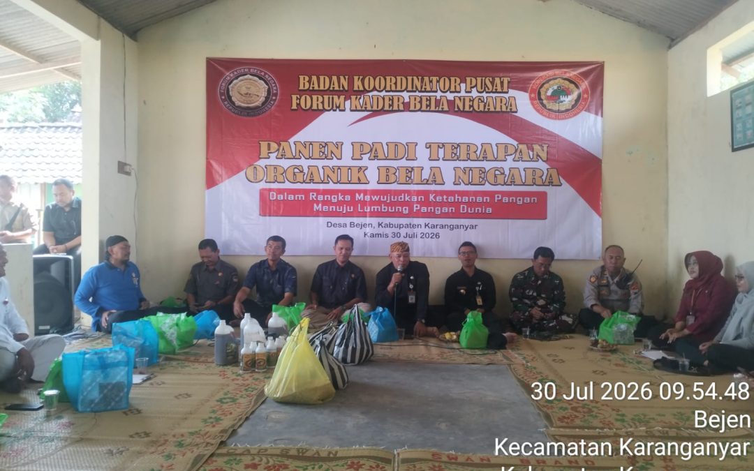 Hasil Panen Terapan Organik Bela Negara Demplot di Kelurahan Bejen Kabupaten Karanganyar capai 8,1 Ton per Hektar